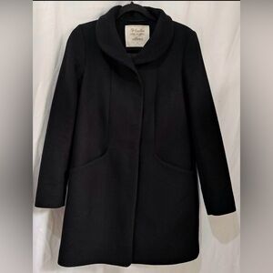Aritzia Black Wool Trench Coat with Rounded Collar